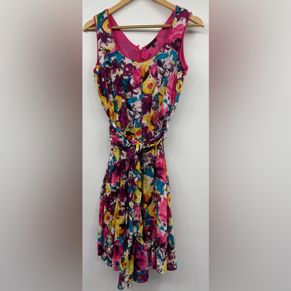 Elaine Et Lena Floral Belted Cotton Dress SZ 38